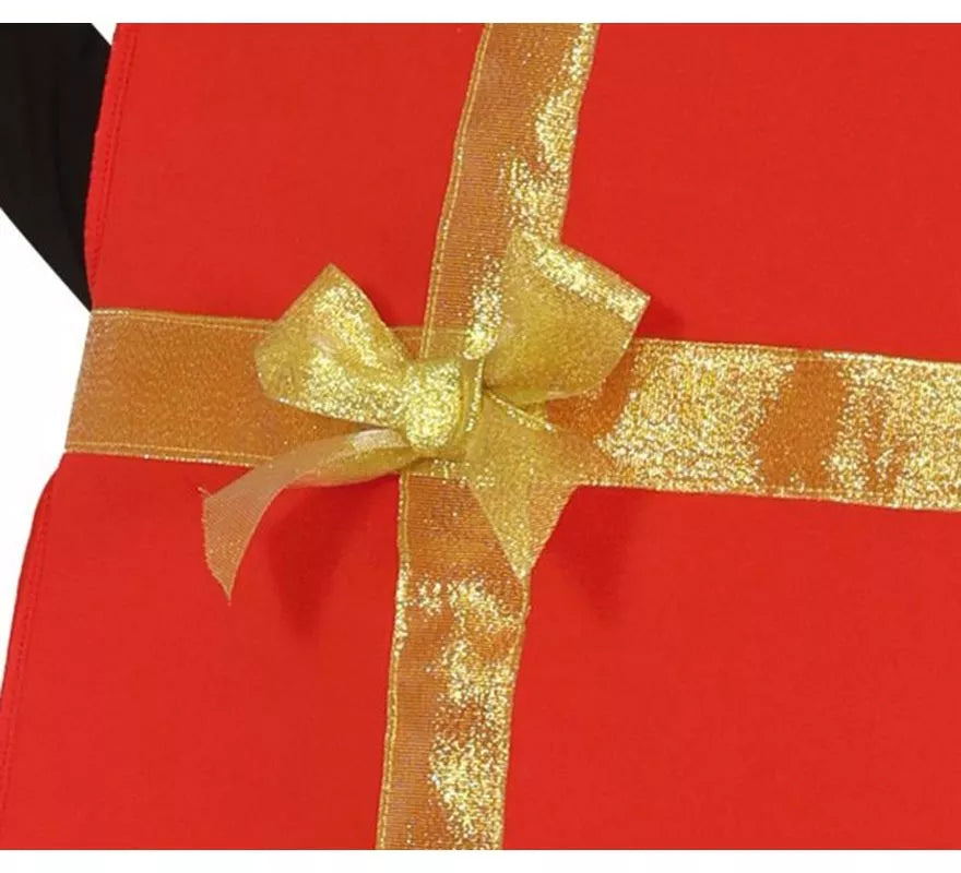 Translation missing: es.Disfraz de Regalo rojo con cinta dorado para niños