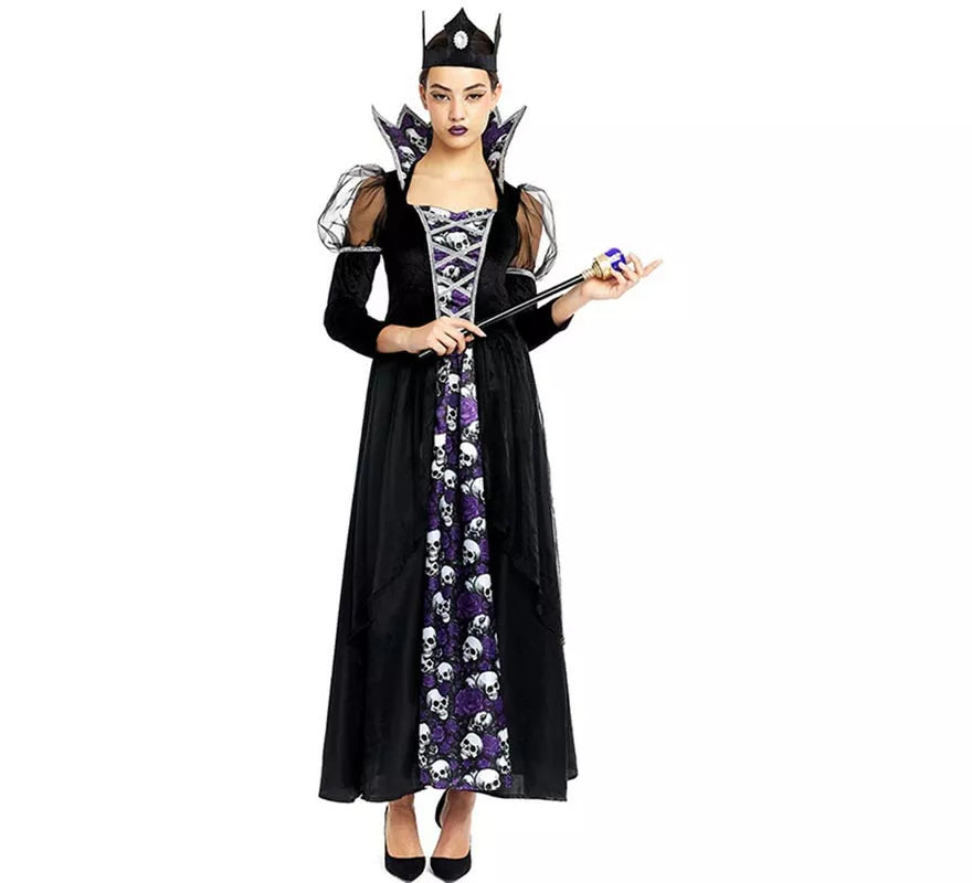 Translation missing: es.Disfraz de Reina Calavera oscura con corona para mujer