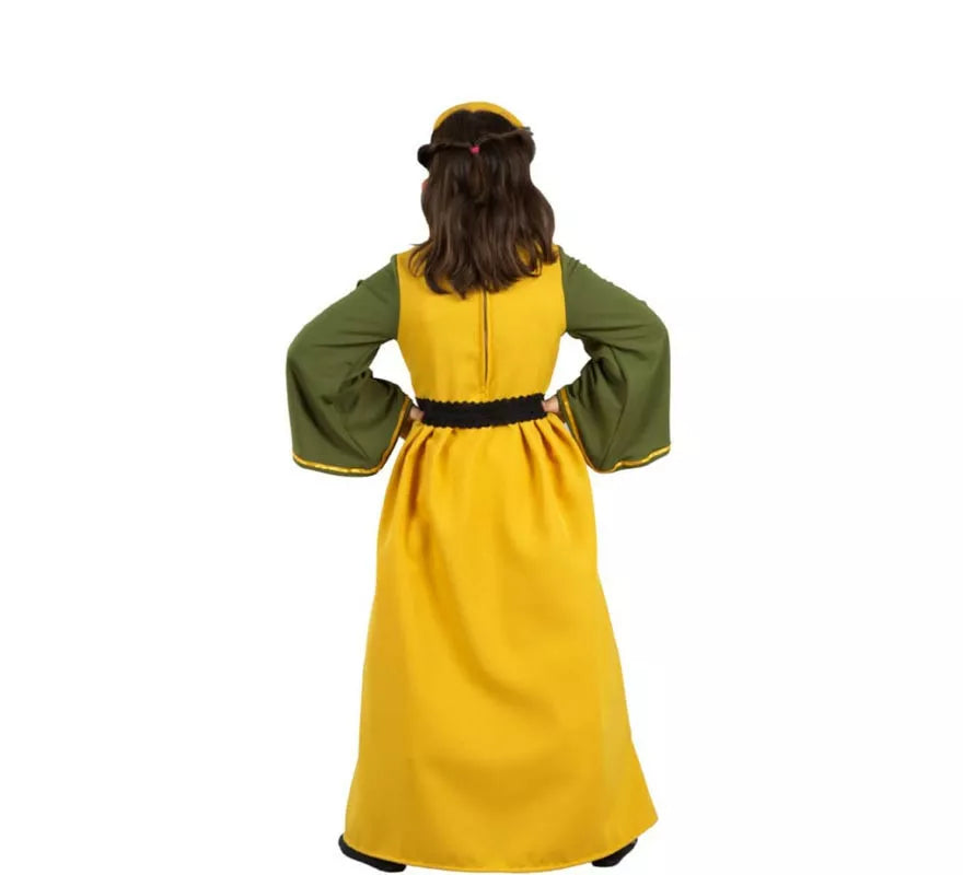 Translation missing: es.Disfraz de Reina Medieval amarillo y verde para niña