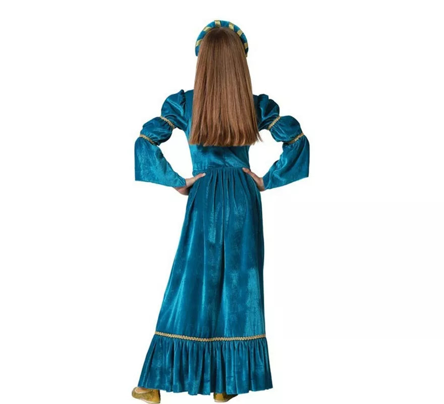 Translation missing: es.Disfraz de Reina Medieval azul para niña