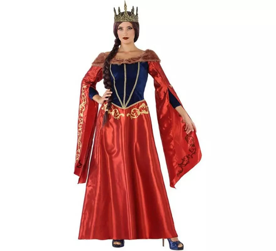 Translation missing: es.Disfraz de Reina Medieval Roja para mujer