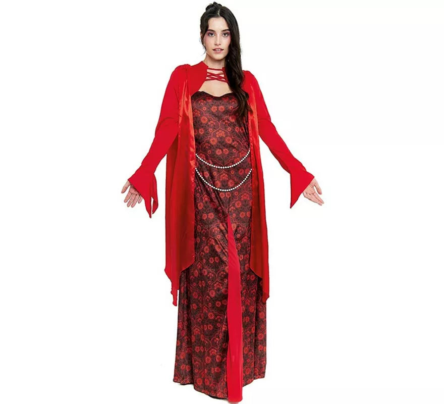 Translation missing: es.Disfraz de Reina Medieval rojo estampado floral para mujer