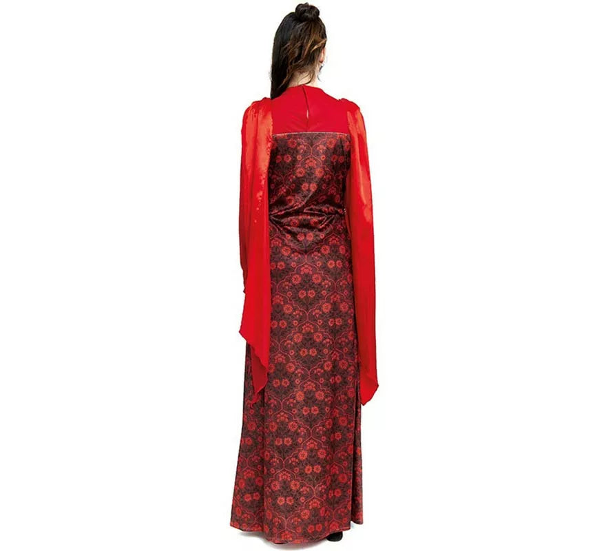 Translation missing: es.Disfraz de Reina Medieval rojo estampado floral para mujer