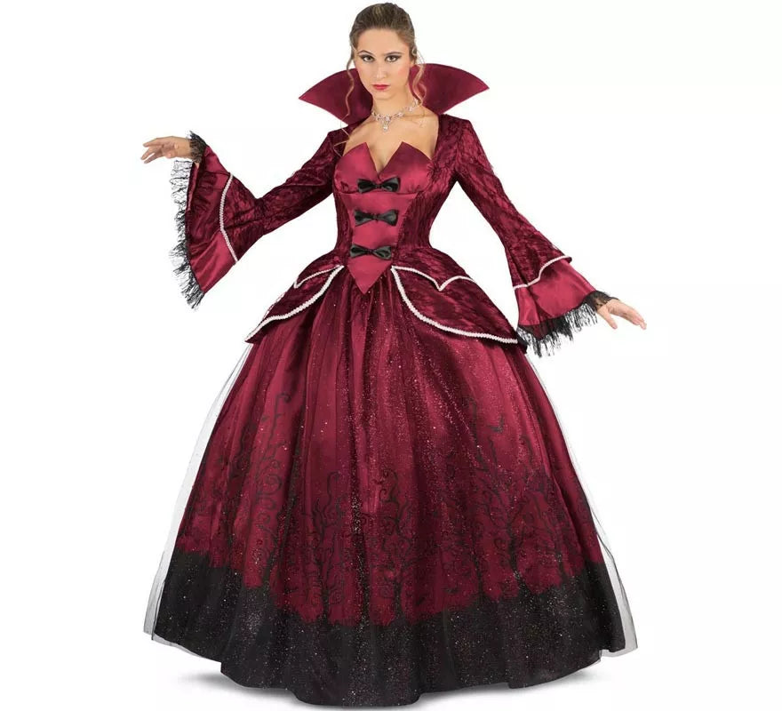 Translation missing: es.Disfraz de Reina Vampiresa burdeos con enagua para mujer
