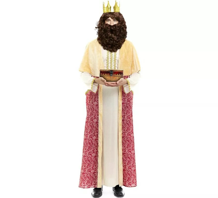 Translation missing: es.Disfraz de Rey Mago Gaspar burdeos con capa para hombre
