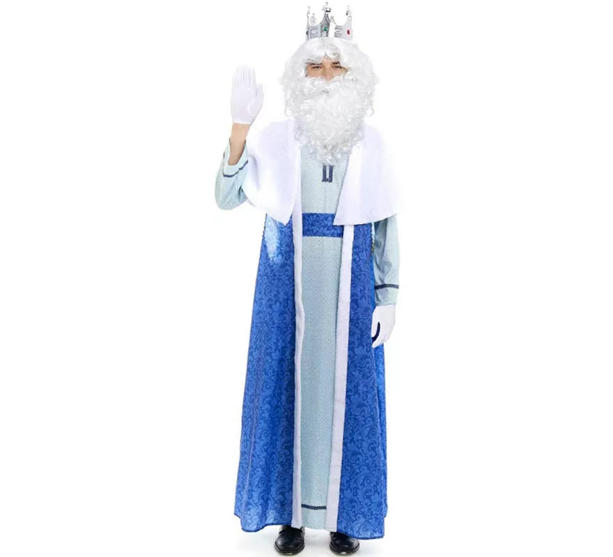 Translation missing: es.Disfraz de Rey Mago Melchor azul y blanco para hombre