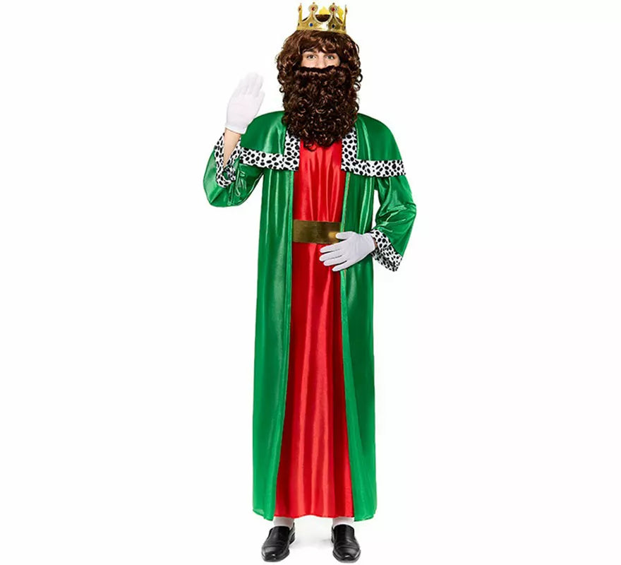Translation missing: es.Disfraz de Rey Mago verde para hombre
