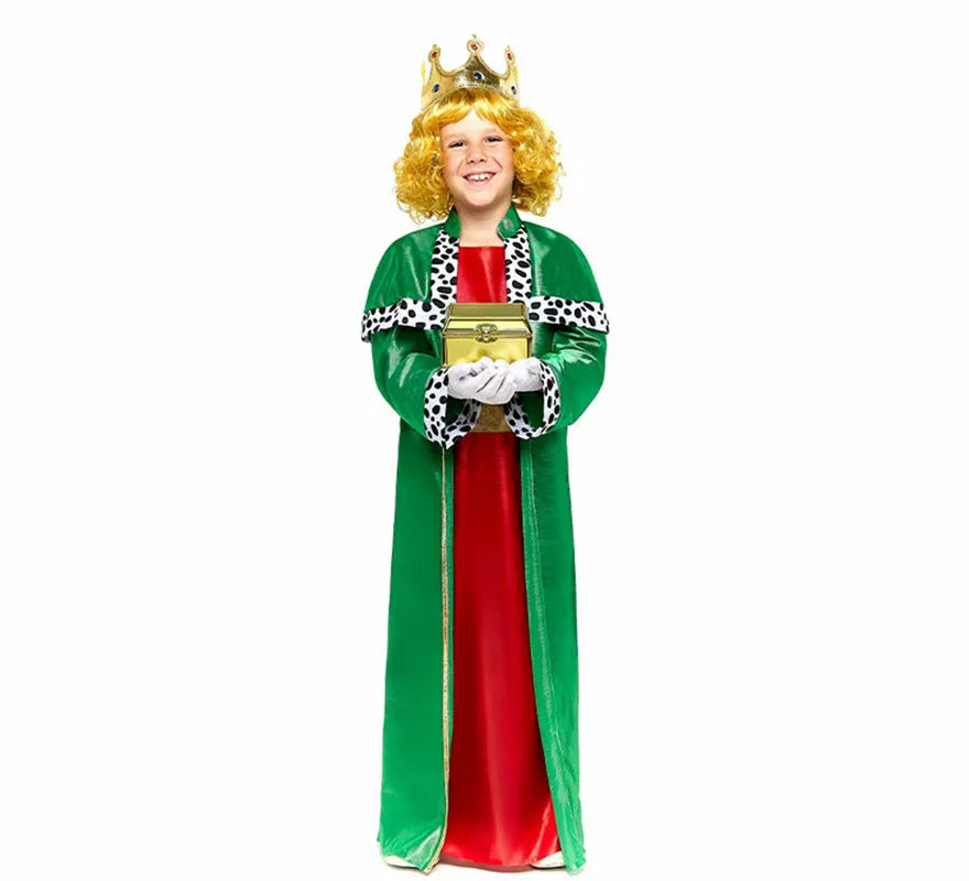 Disfraz de Rey Mago verde para niño