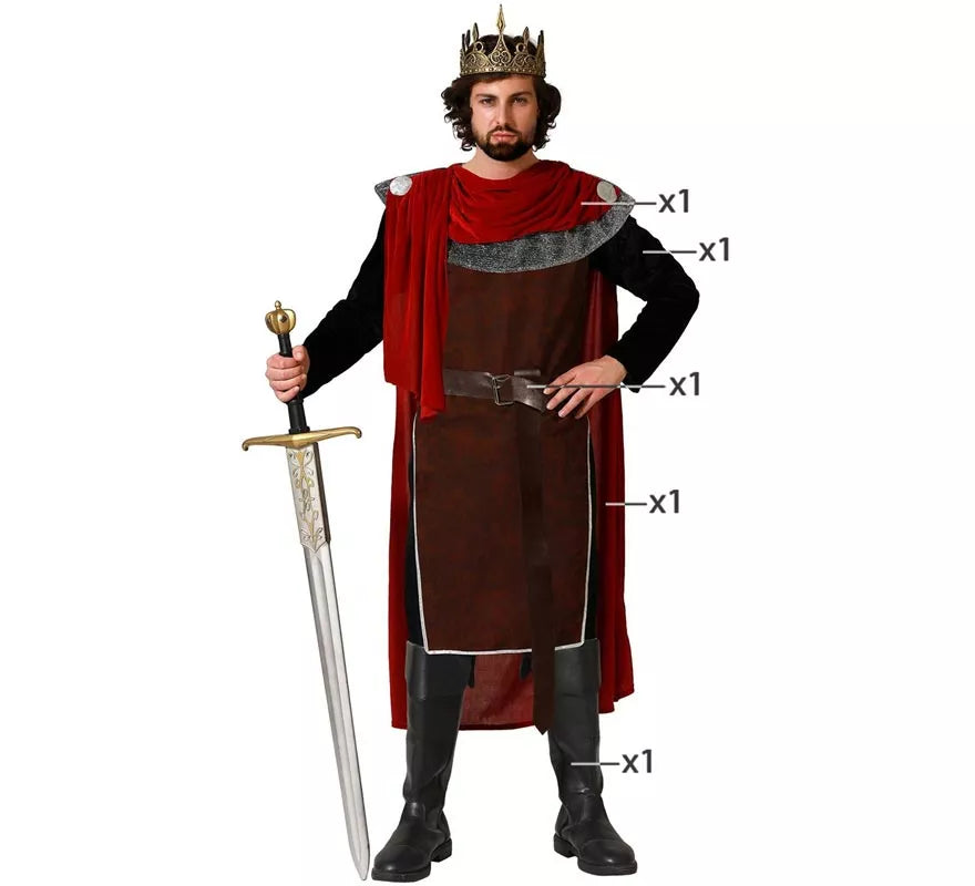 Translation missing: es.Disfraz de Rey Medieval rojo para hombre