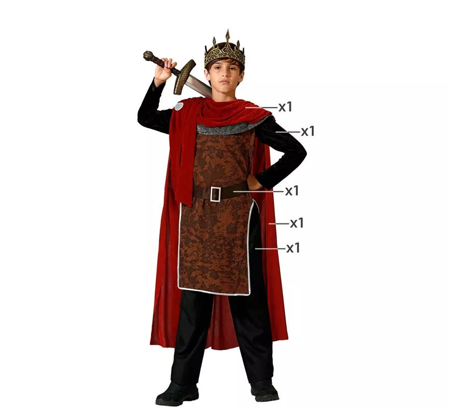 Translation missing: es.Disfraz de Rey Medieval rojo para niño