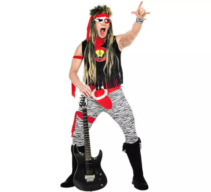 Disfraz de Rock Star negro y rojo para hombre