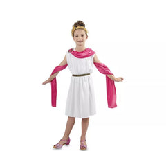 Disfraz de Romana blanca y rosa para niña
