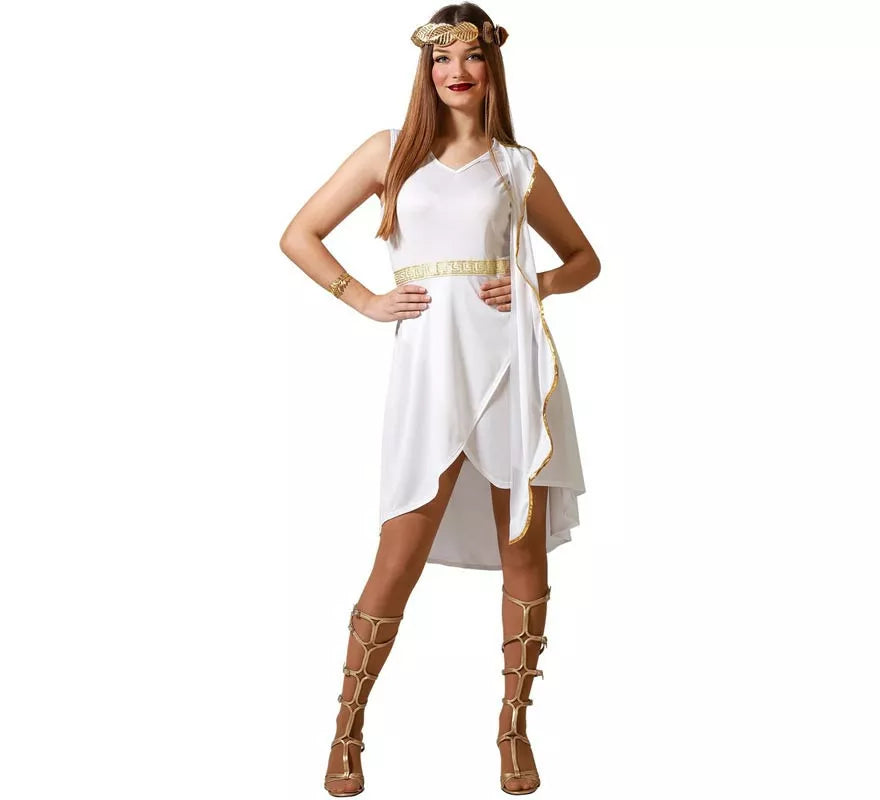 Translation missing: es.Disfraz de Romana blanco con detalles dorados para mujer
