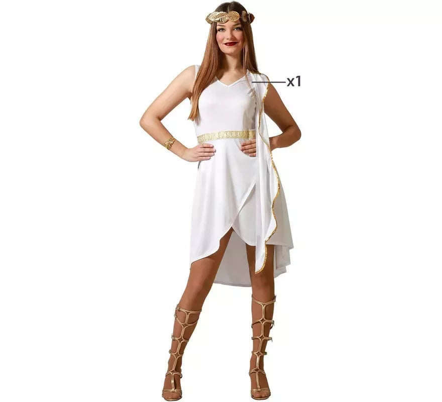 Translation missing: es.Disfraz de Romana blanco con detalles dorados para mujer