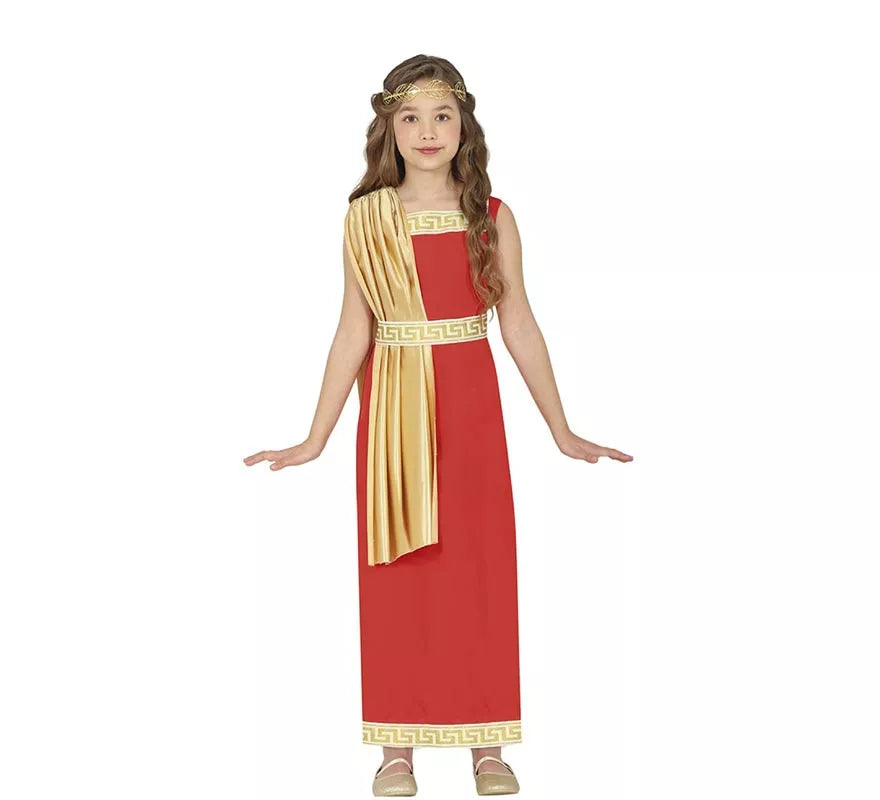 Translation missing: es.Disfraz de Romana rojo y dorado para niña