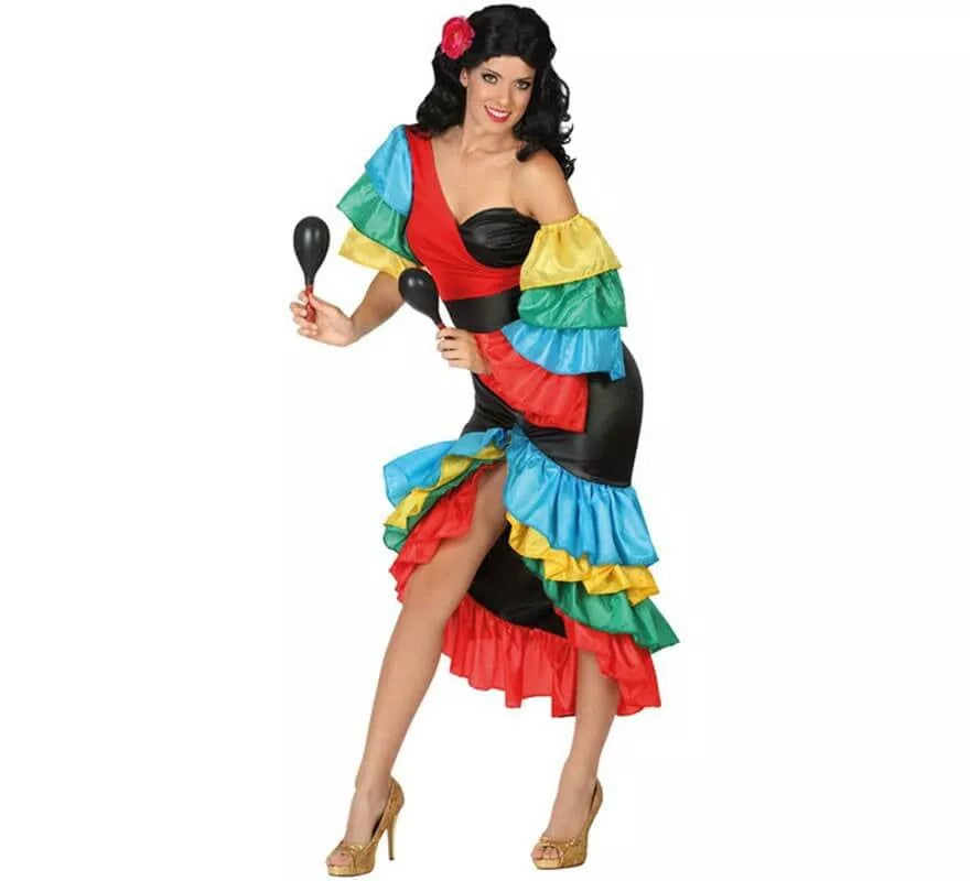 Translation missing: es.Disfraz de Rumbera Multicolor para mujer
