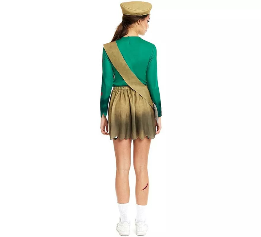 Disfraz de Scout Zombie verde y marrón para mujer