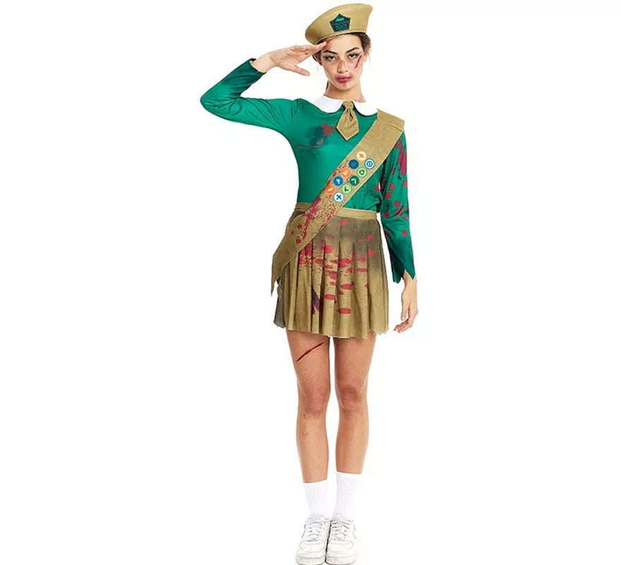 Translation missing: es.Disfraz de Scout Zombie verde y marrón para mujer