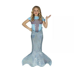 Disfraz de Sirena Cola Larga Azul para niña