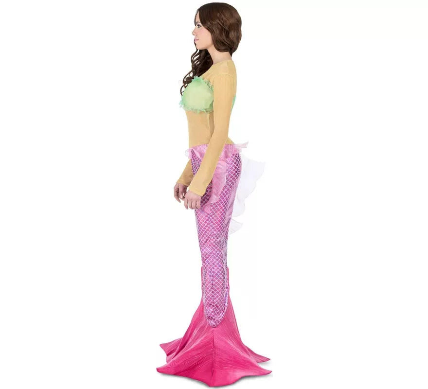 Disfraz de Sirena rosa con cola para mujer