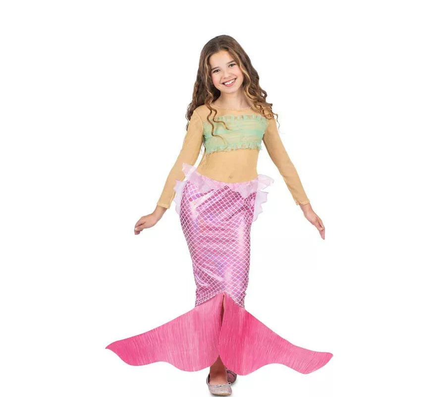 Translation missing: es.Disfraz de Sirena rosa con cola para niña