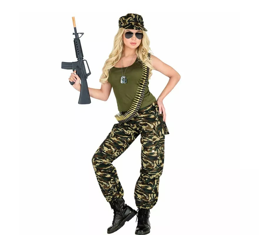 Translation missing: es.Disfraz de Soldado camuflado verde para mujer