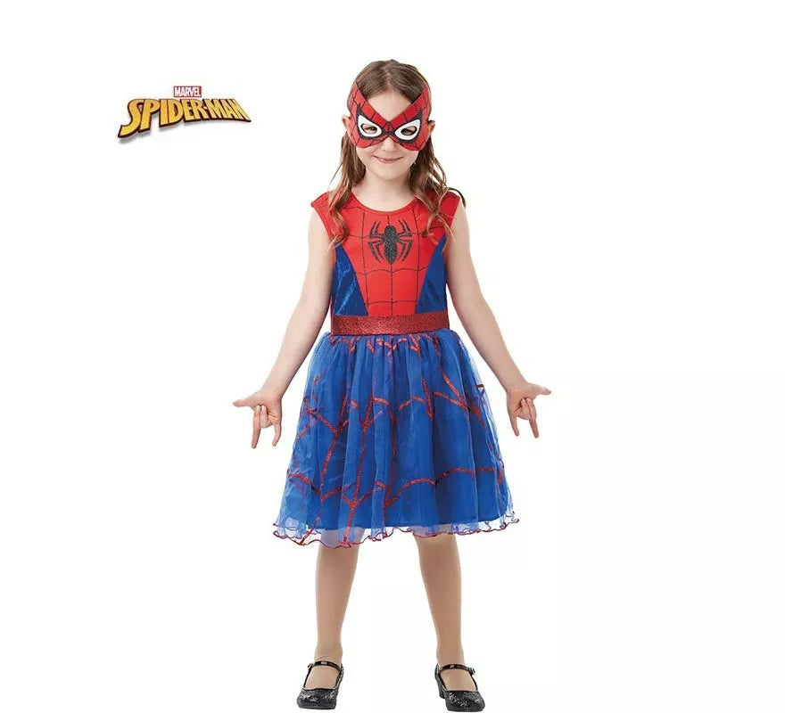 Translation missing: es.Disfraz de Spider Girl de Spiderman en vestido con antifaz para niña