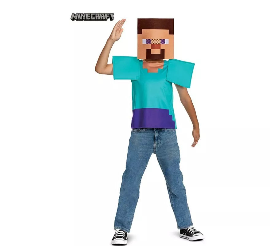 Translation missing: es.Disfraz de Steve Minecraft con máscara para niño
