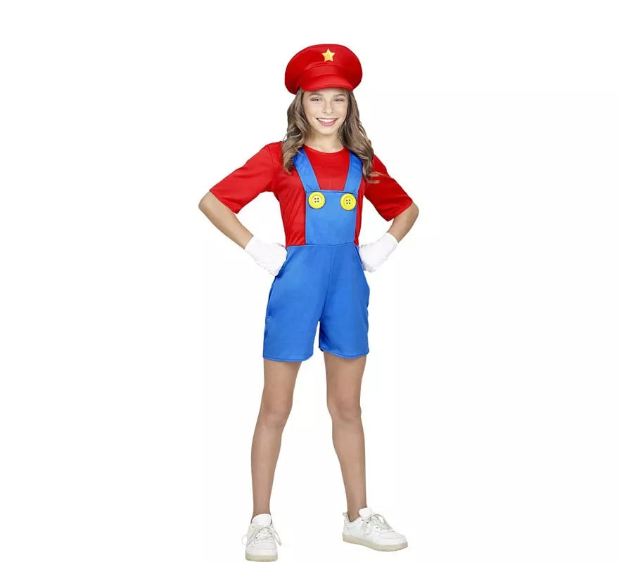Translation missing: es.Disfraz de Súper Fontanera roja para niña y adolescente