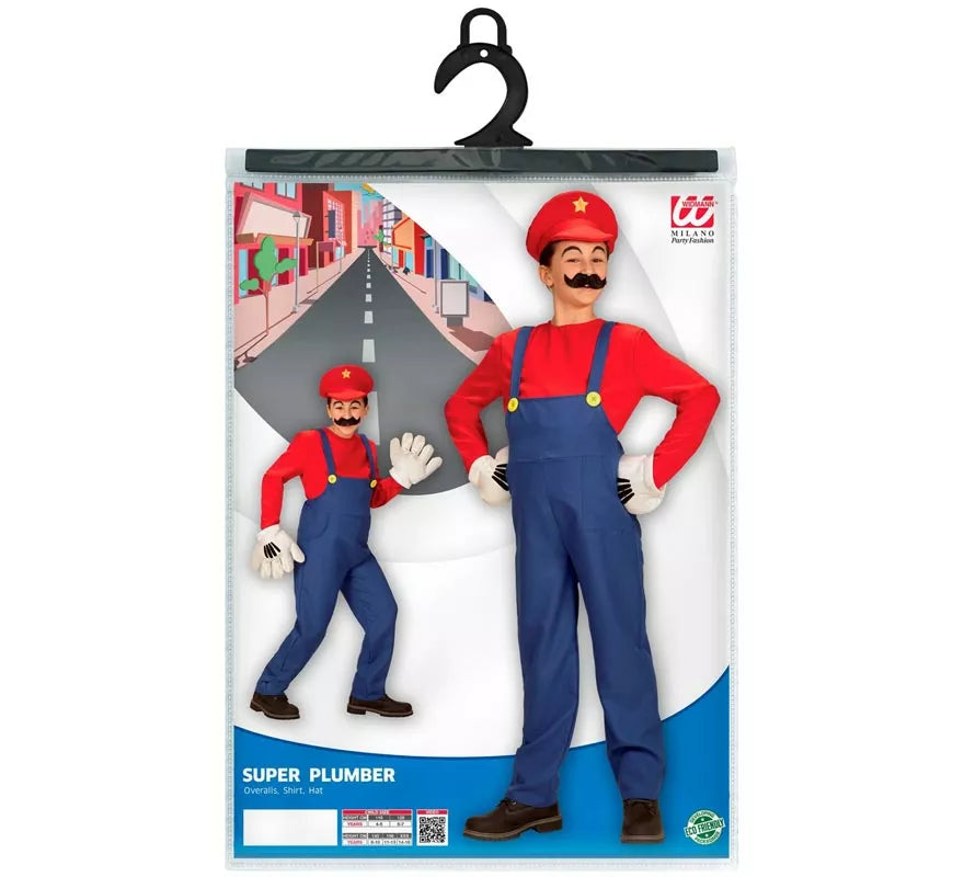 Translation missing: es.Disfraz de Súper Fontanero rojo para niño y adolescente