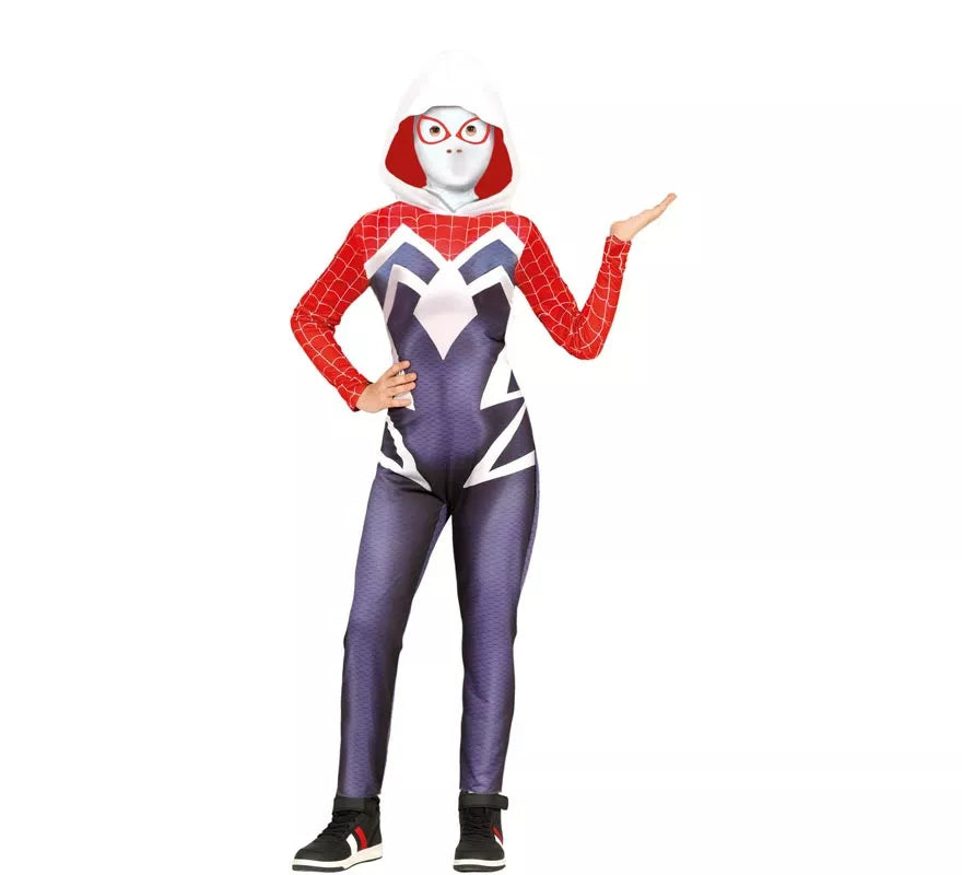 Disfraz de Super Heroína Arácnida encapuchada para niña