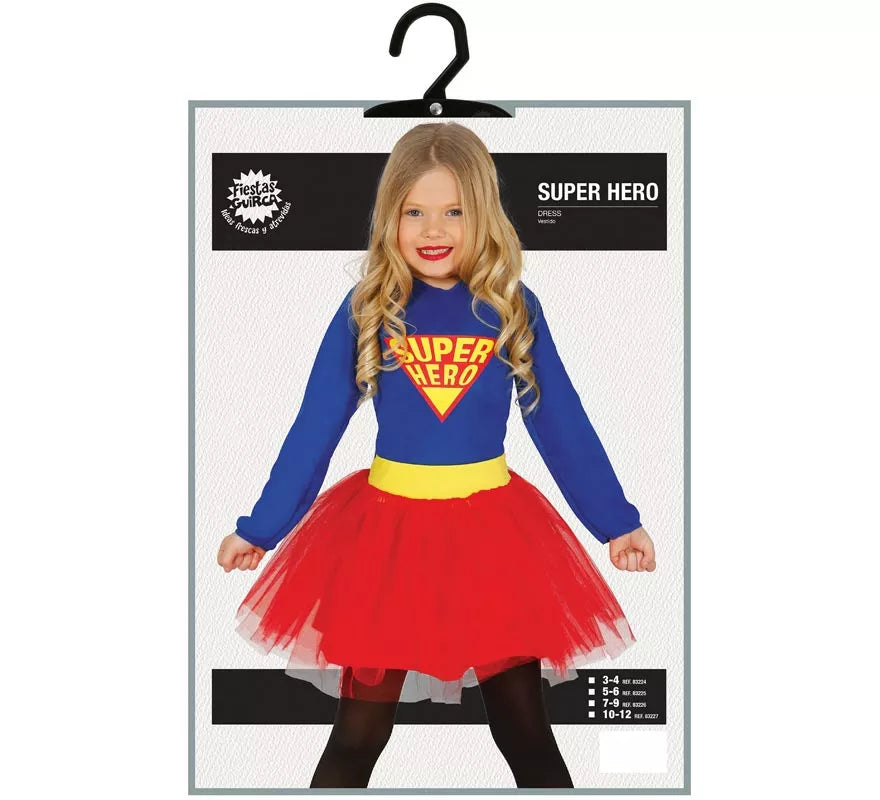 Translation missing: es.Disfraz de Súper Heroína Azul y Rojo con tutú para niña
