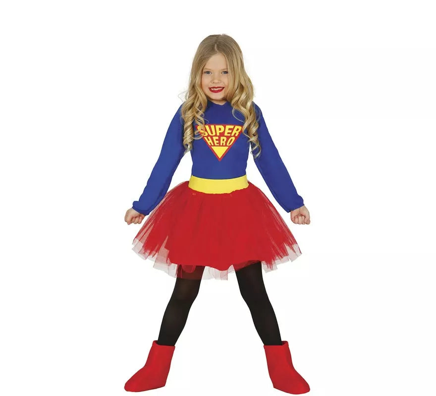 Translation missing: es.Disfraz de Súper Heroína Azul y Rojo con tutú para niña