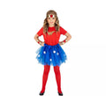 Disfraz de Súper Heroína roja y azul para niña