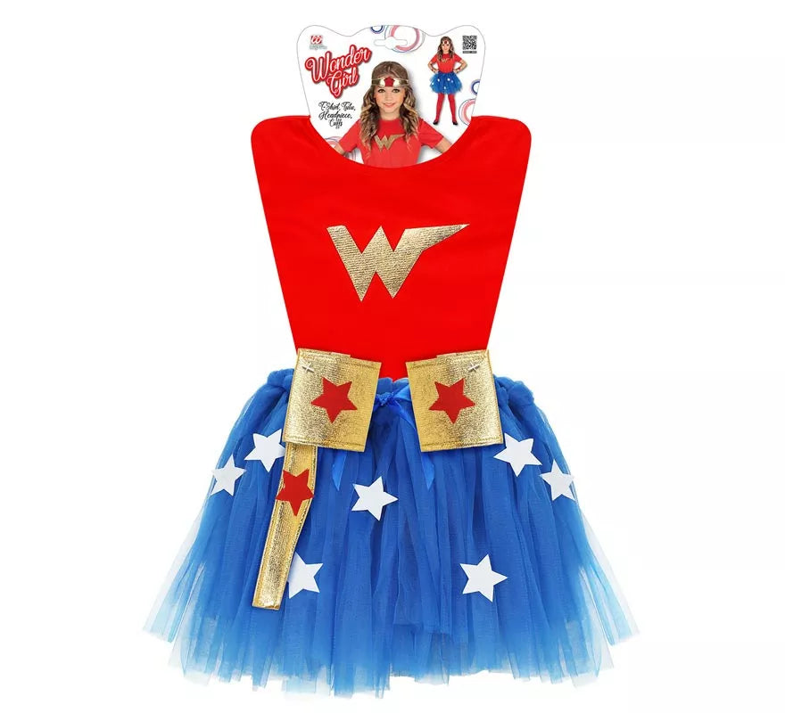 Translation missing: es.Disfraz de Súper Heroína roja y azul para niña