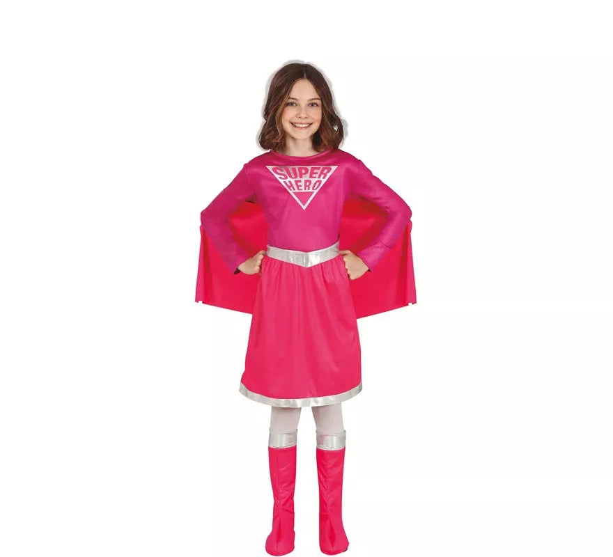 Translation missing: es.Disfraz de Super Heroína Rosa para niña
