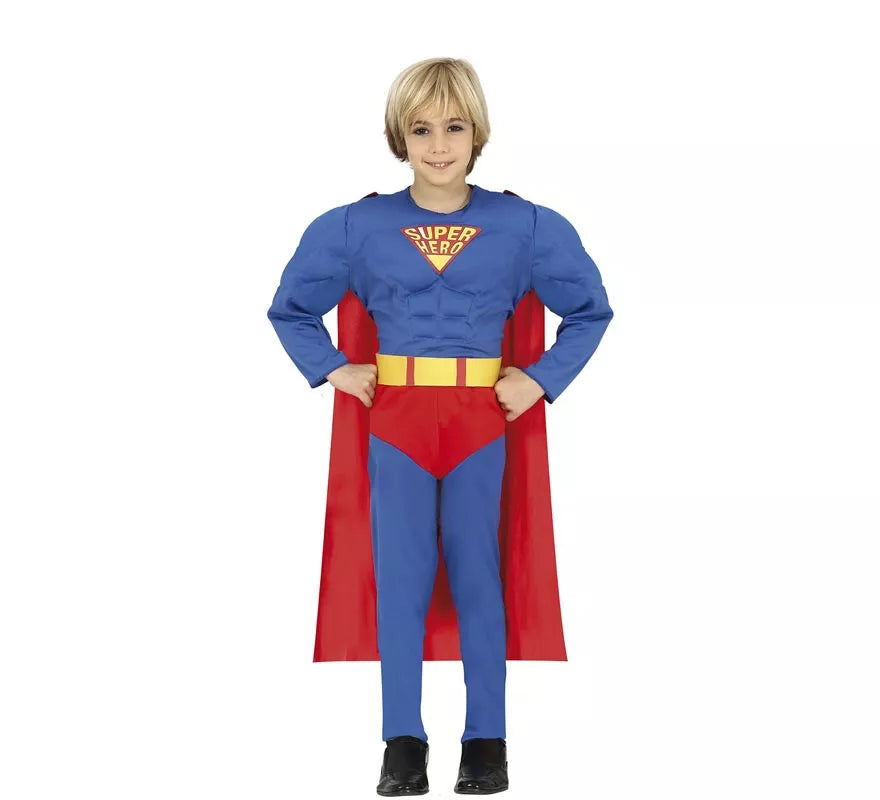 Translation missing: es.Disfraz de Superhéroe azul y rojo musculoso para niño