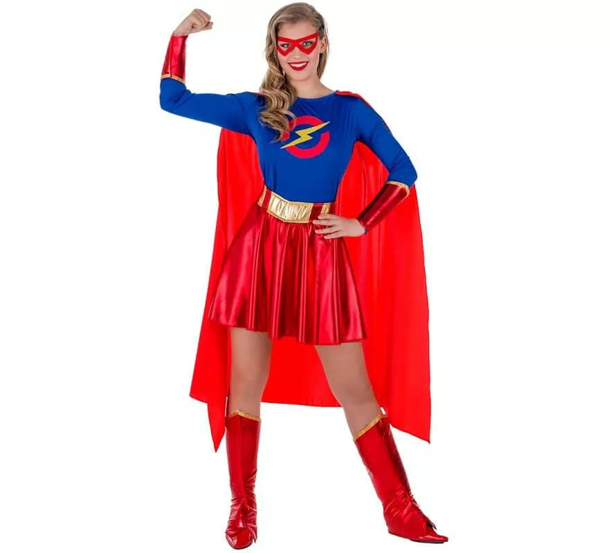 Translation missing: es.Disfraz de Superheroína Roja y Azul para mujer