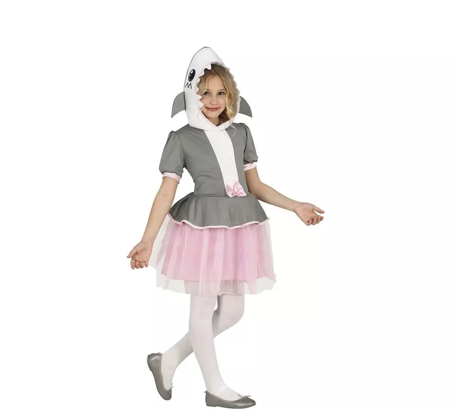 Disfraz de Tiburón Gris con falda tul para niña