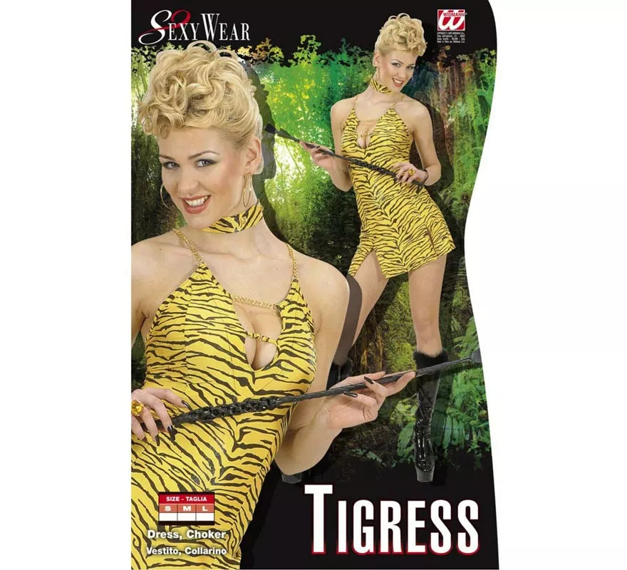 Translation missing: es.Disfraz de Tigresa con collar Deluxe para mujer