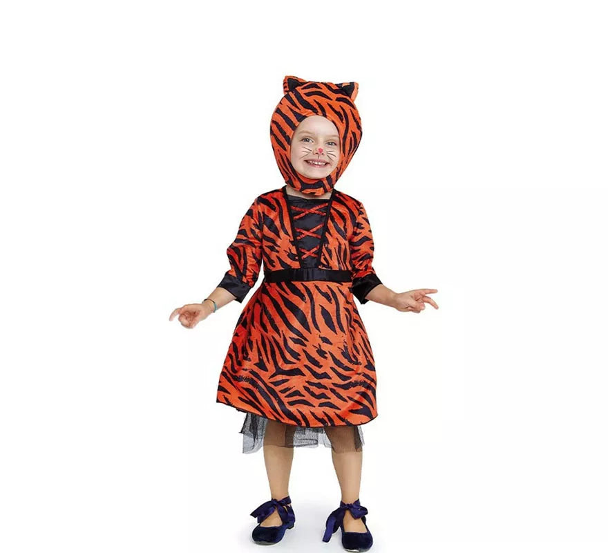 Translation missing: es.Disfraz de Tigresa en vestido naranja para bebé y niña