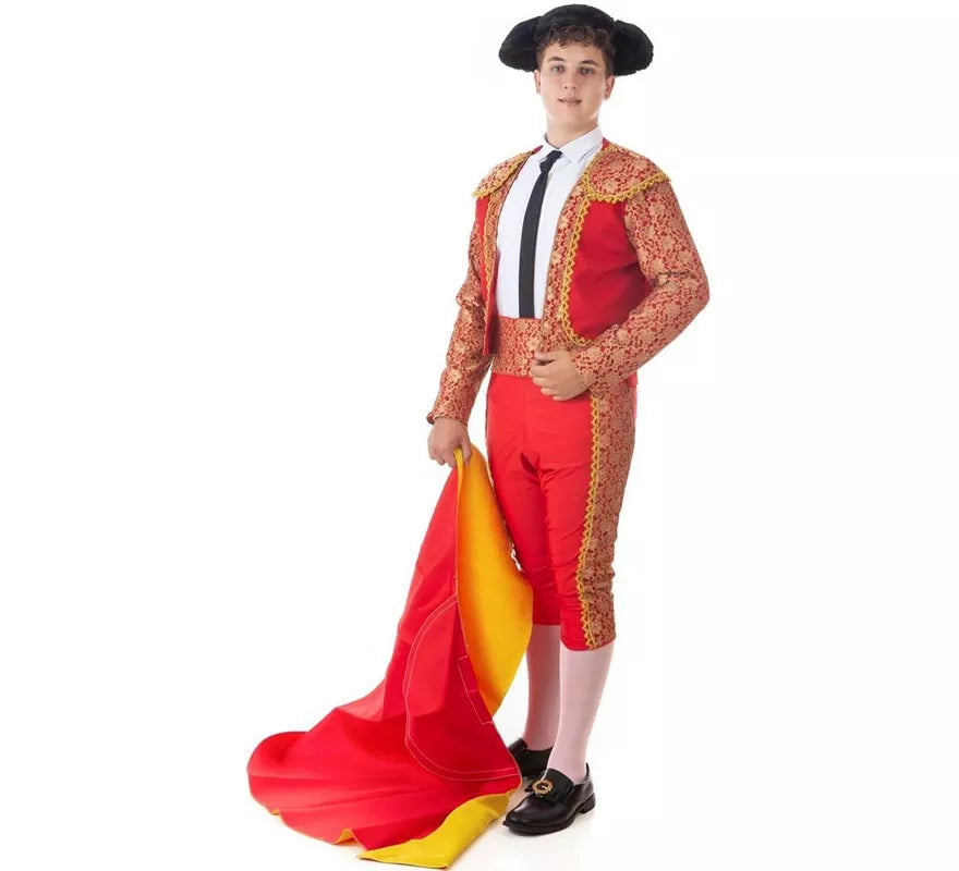 Translation missing: es.Disfraz de Torero clásico rojo y dorado para hombre