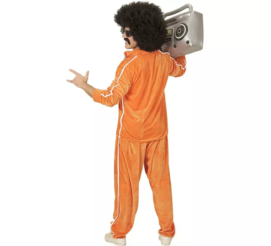 Translation missing: es.Disfraz de Traje Deportivo Años 80 naranja terciopelo para hombre