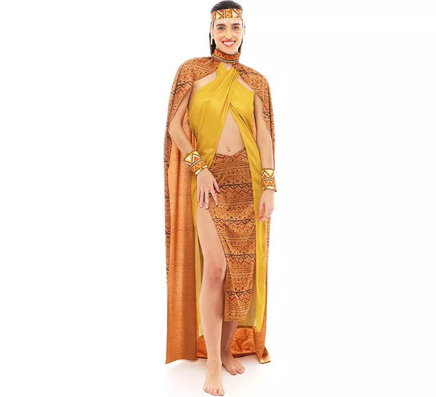 Translation missing: es.Disfraz de Tribal Africana amarillo y marrón para mujer