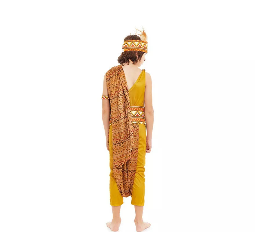 Translation missing: es.Disfraz de Tribal Africano amarillo y marrón para niño