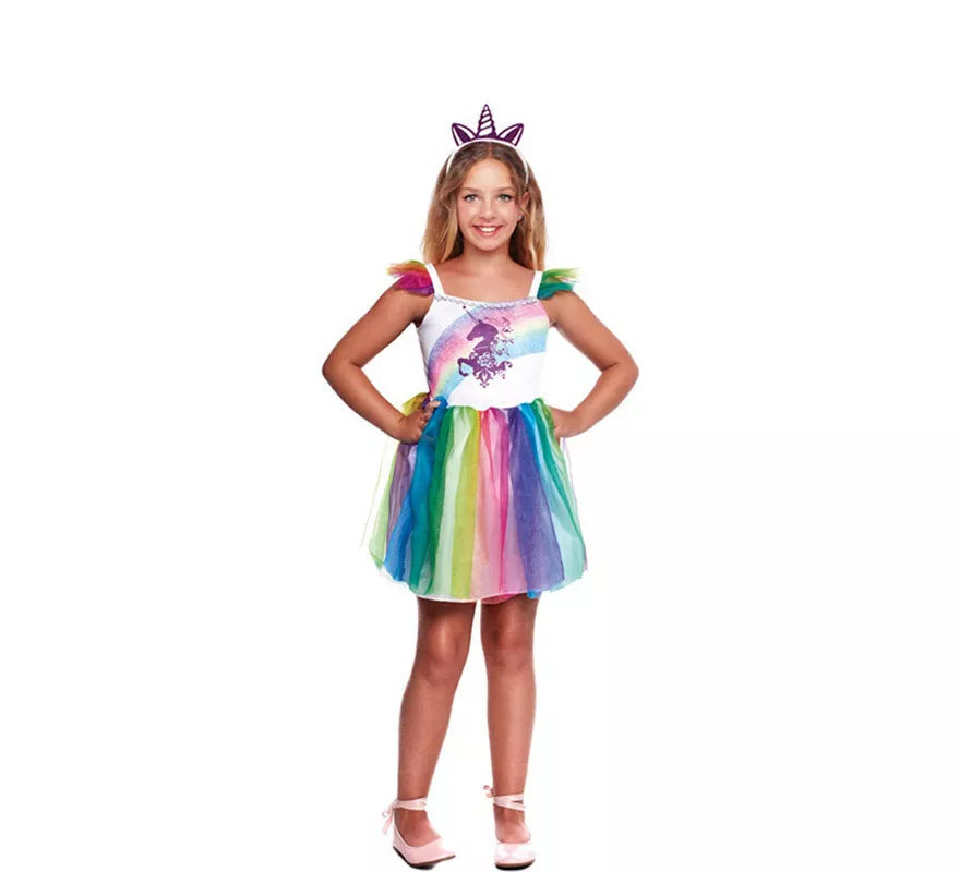 Translation missing: es.Disfraz de Unicornio Arcoíris Cálido para niña