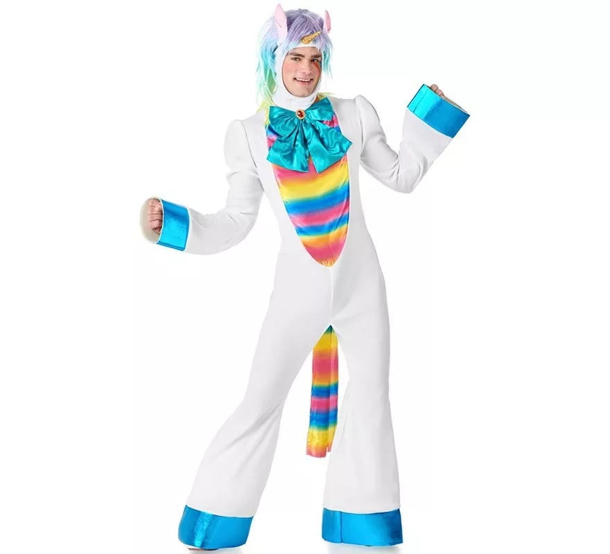 Translation missing: es.Disfraz de Unicornio arcoiris con lazo para adultos