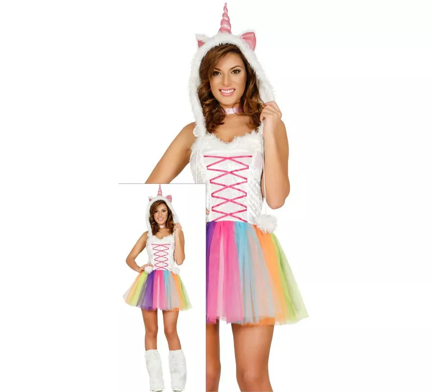 Translation missing: es.Disfraz de Unicornio Multicolor con tutú para mujer