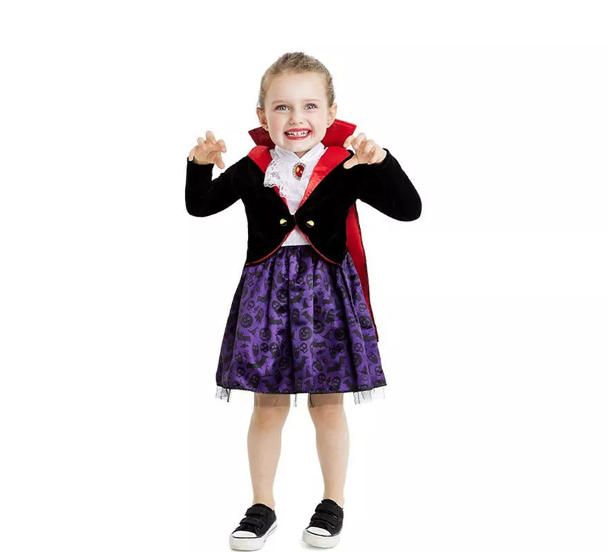 Translation missing: es.Disfraz de Vampiresa clásico con capa y cuello para bebé y niña