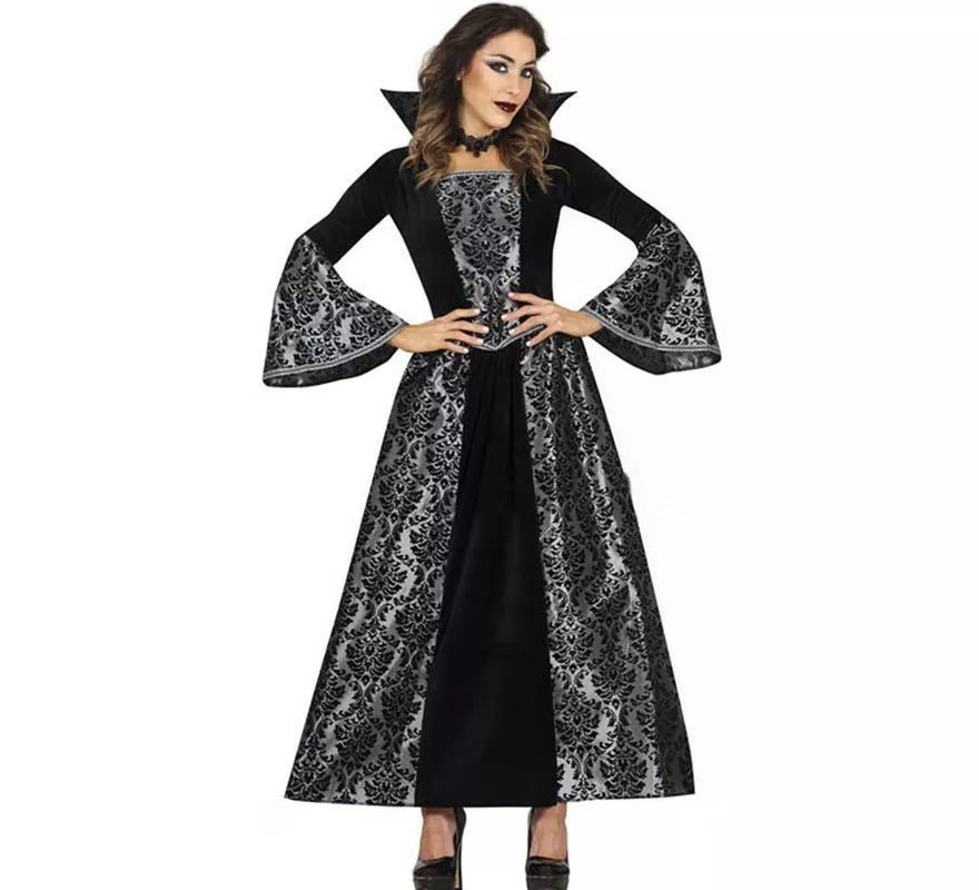 Translation missing: es.Disfraz de Vampiresa de Gótica plateada para mujer